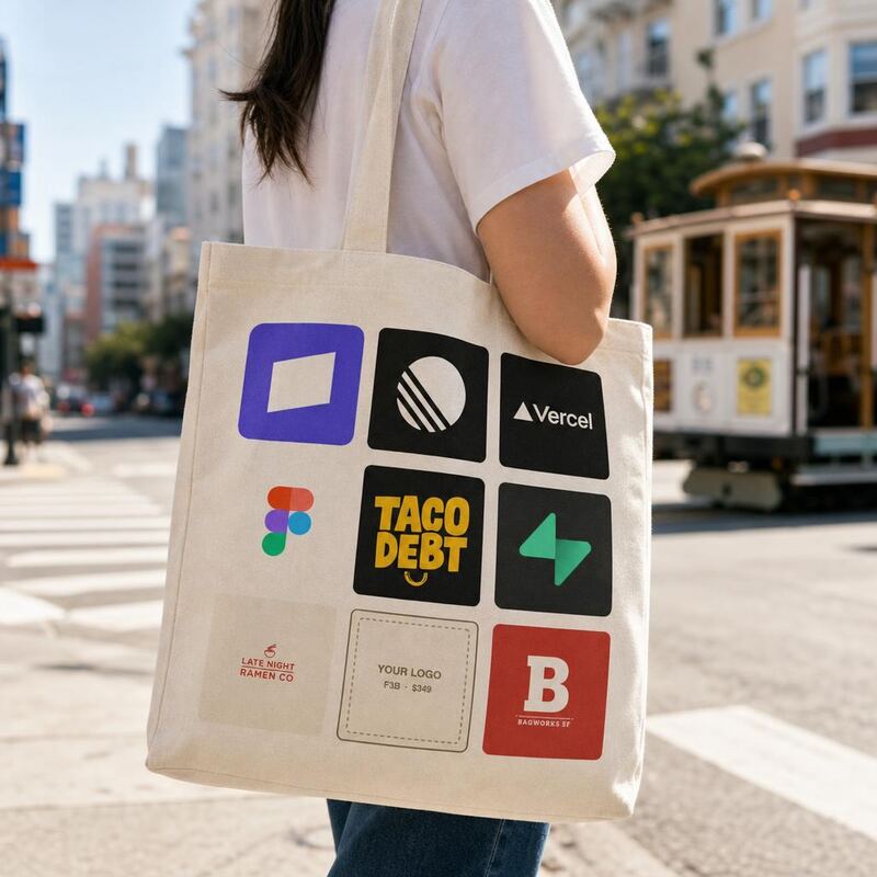 Startup Bags tote on a San Francisco street